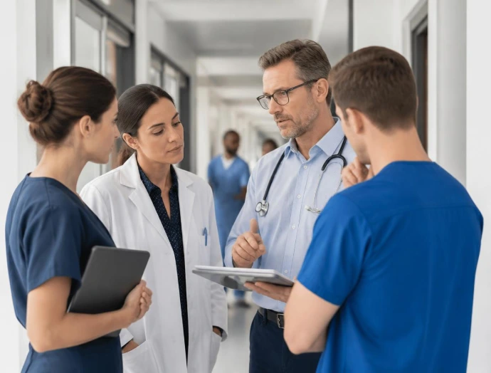 Profesionales de Basari Grupo Médico revisando un caso clínico